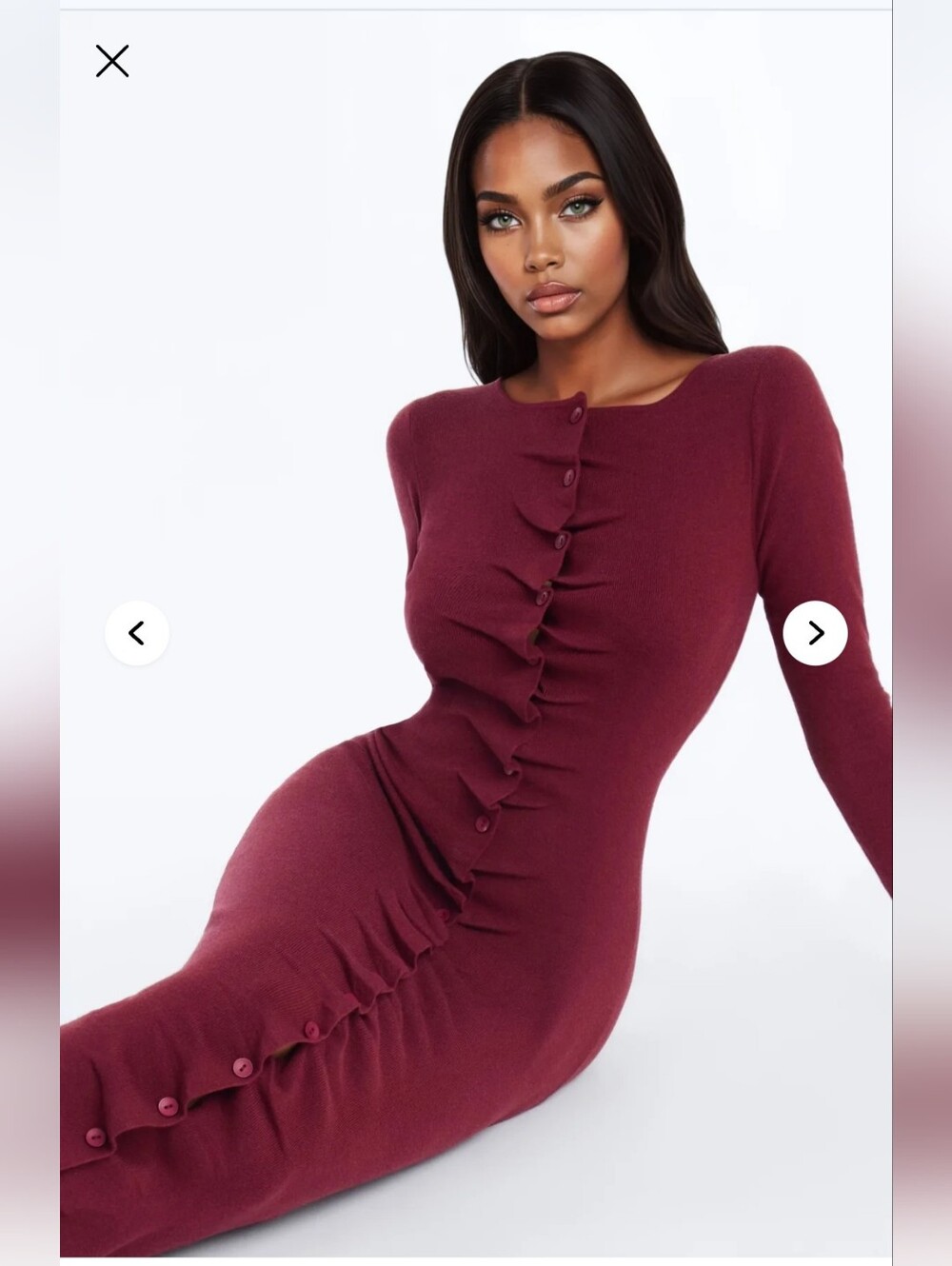 Fashion Nova Jaime Sweater Button Up Midi Dress
